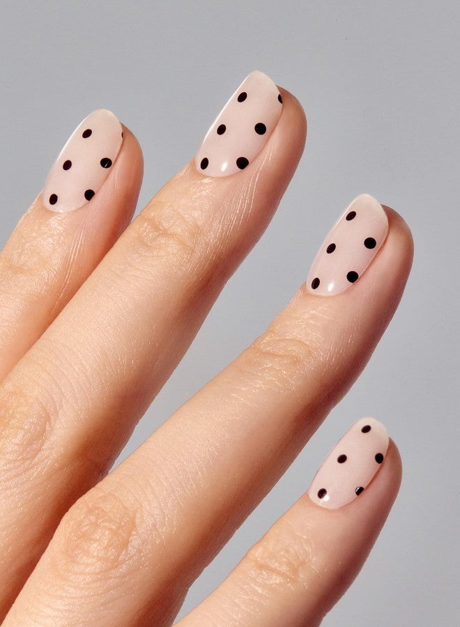 ohora Semi Cured Gel Nail Strips (N Polka Noir) - Works with Any Lamps, Salon-Quality, Long Lasting, Easy to Apply & Remove - Includes 2 Prep Pads, Nail File & Wooden Stick - Image 2